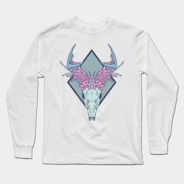 Deer skull Long Sleeve T-Shirt by Jess Adams